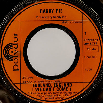 Randy Pie : England, England (We Can't Come) (7")