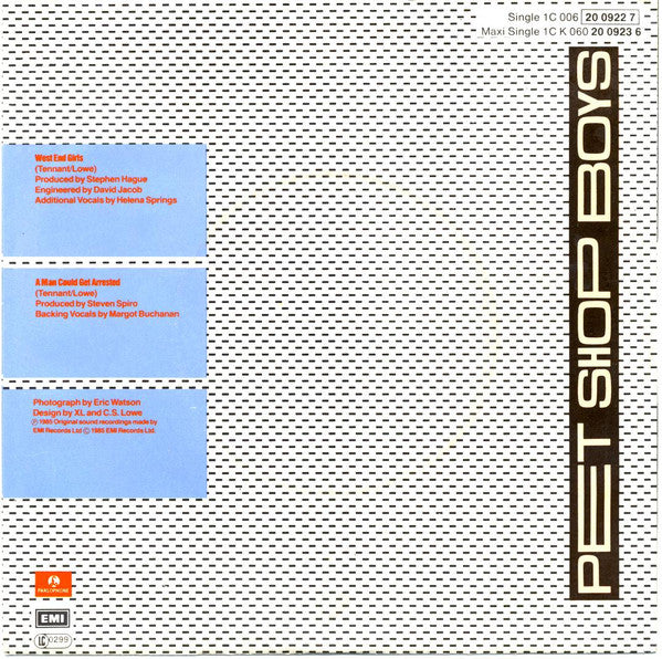 Pet Shop Boys : West End Girls (7", Single)