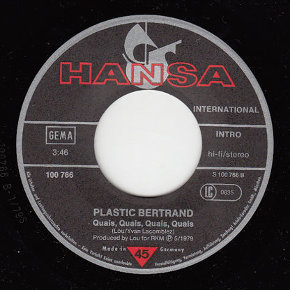 Plastic Bertrand : Sentimentale Moi (7", Single)