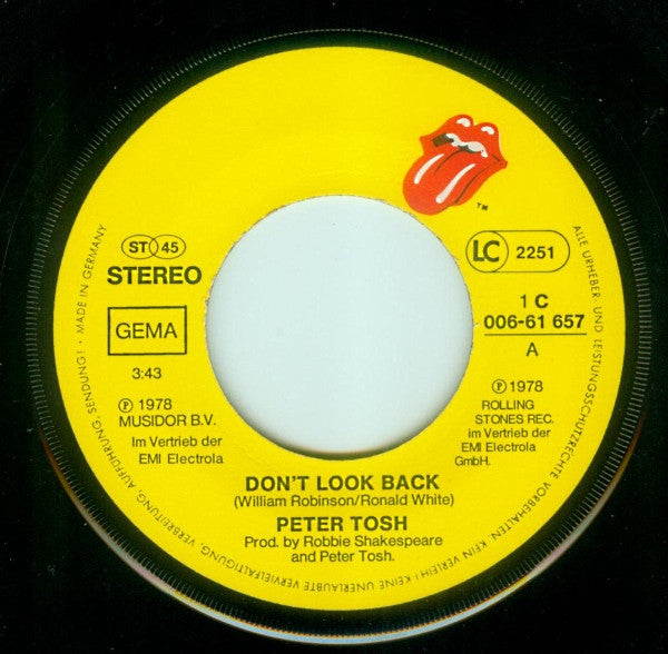 Peter Tosh : (You Gotta Walk) Don't Look Back (7", Single)