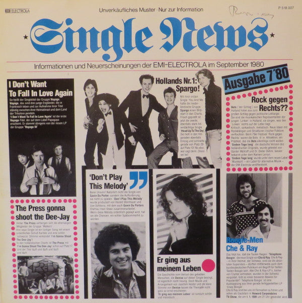 Various : Single News 7'80 (LP, Comp, Promo)