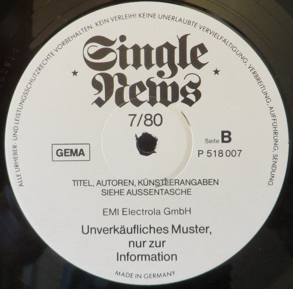 Various : Single News 7'80 (LP, Comp, Promo)