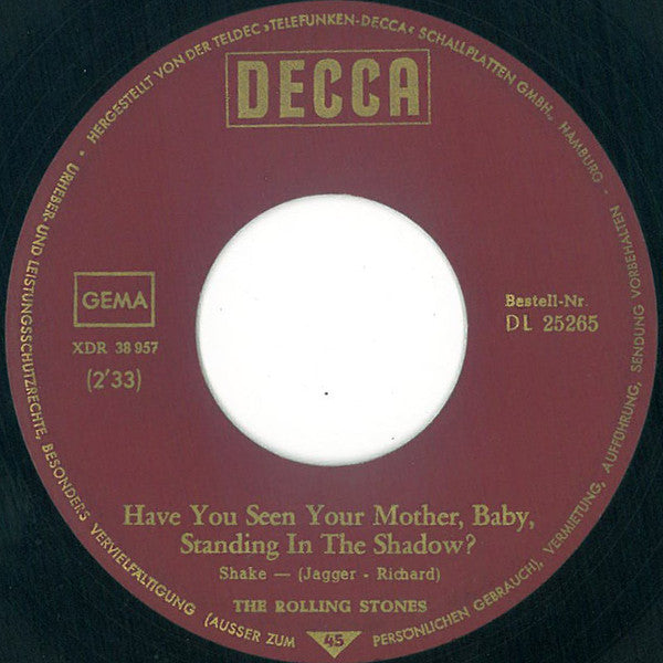 The Rolling Stones : Have You Seen Your Mother, Baby, Standing In The Shadow? (7", Single, Blu)