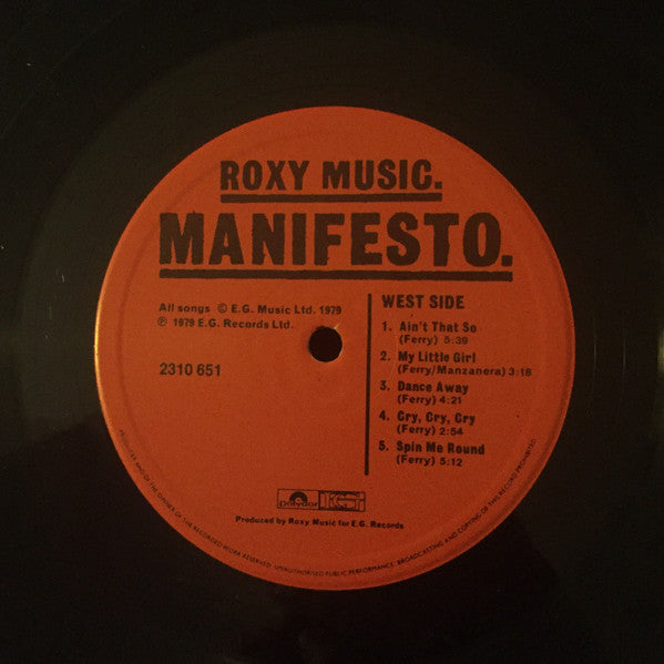 Roxy Music : Manifesto (LP, Album)