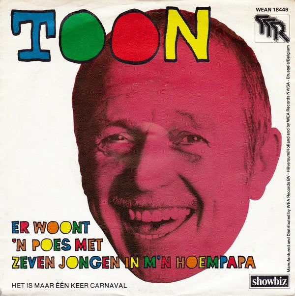 Toon Hermans : Er Woont 'n Poes Met Zeven Jongen In M'n Hoempapa (7", Single, Mono)