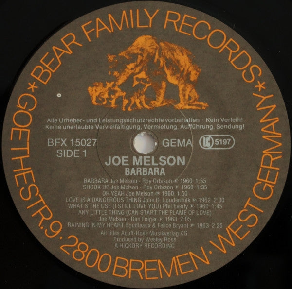 Joe Melson : Barbara (LP, Comp)