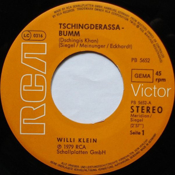 Willi Klein* : Tschingderassa-Bumm (7", Single)