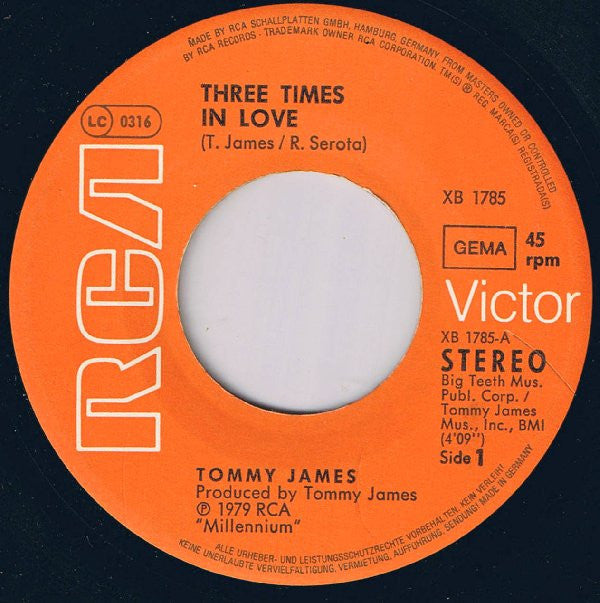 Tommy James : Three Times In Love (7", Single)