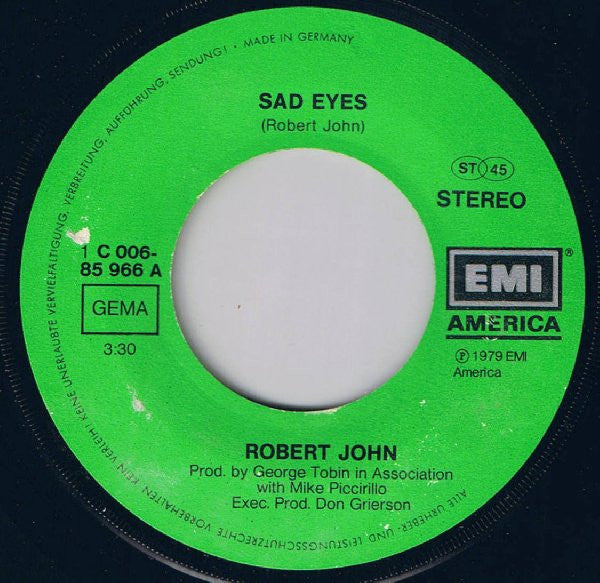 Robert John : Sad Eyes (7", Single)