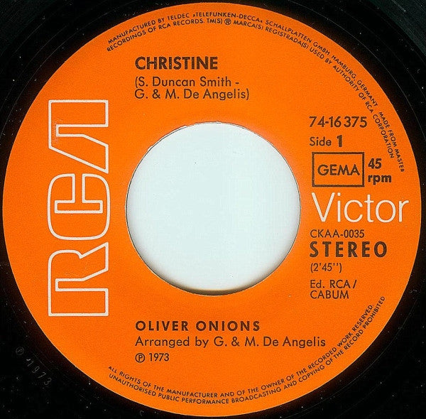 Oliver Onions : Christine (7", Single)