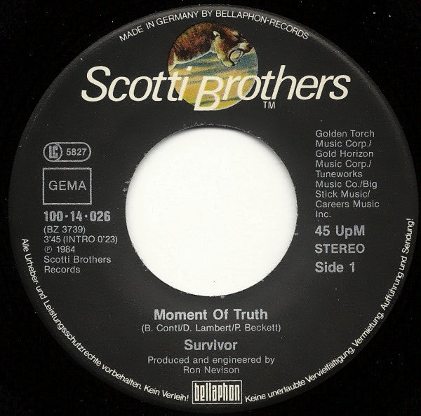 Survivor : Moment Of Truth (7", Single)