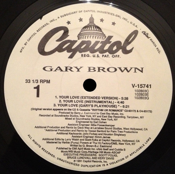 Gary Brown (10) : Your Love (12", Single)