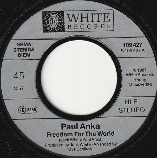 Paul Anka : Freedom For The World (7", Single)