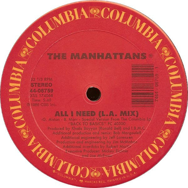 Manhattans : All I Need (12")