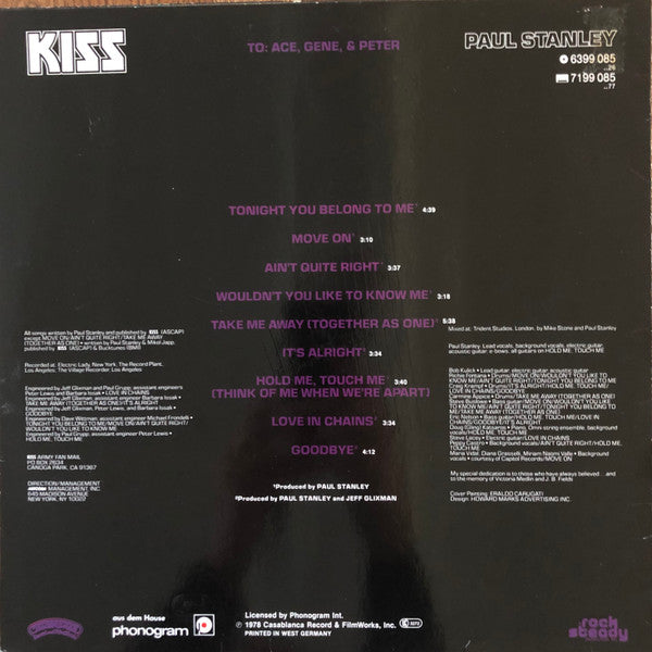 Kiss, Paul Stanley : Paul Stanley (LP, Album, RE)