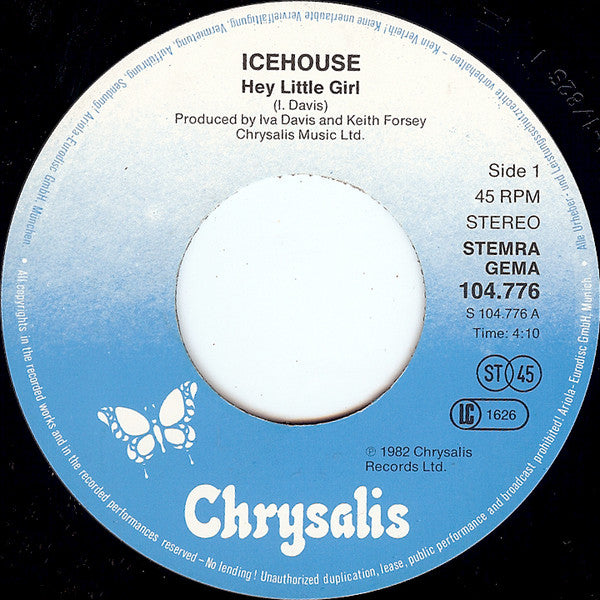 Icehouse : Hey' Little Girl (7", Single, Pap)