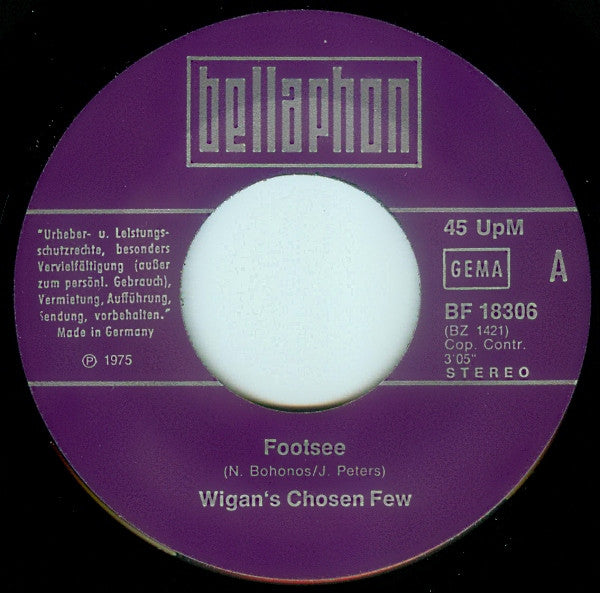 Wigan's Chosen Few / Chuck Wood : Footsee / 7 Days Too Long (7", Single)