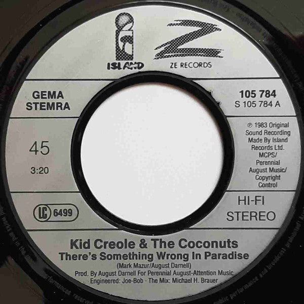 Kid Creole And The Coconuts : There's Something Wrong In Paradise (7", Single)