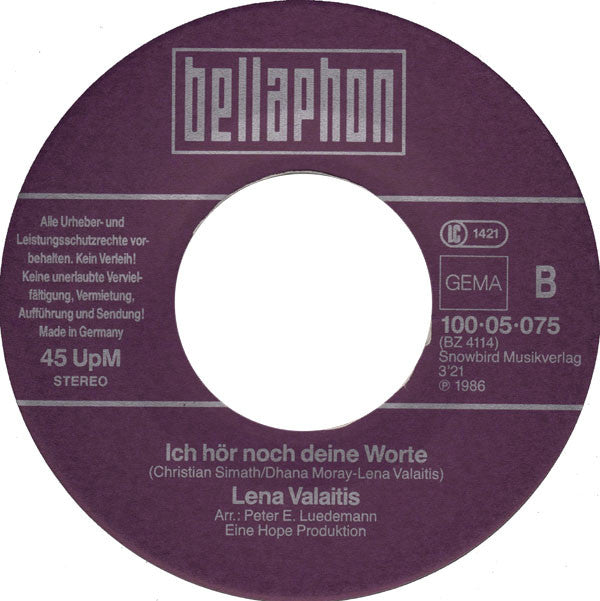 Lena Valaitis : Mein Schweigen War Nur Spiel (7", Single)