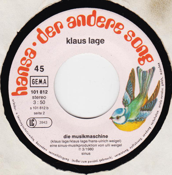 Klaus Lage : Ich Bleib Diesen Sommer Zu Haus (7", Single)