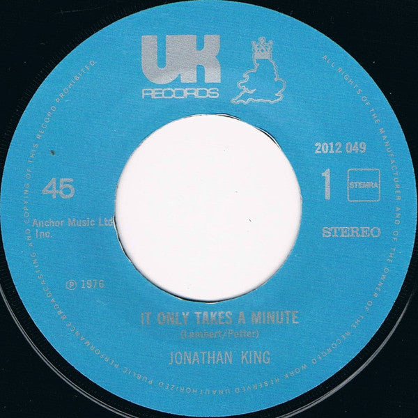 Jonathan King : It Only Takes A Minute (7", Single)