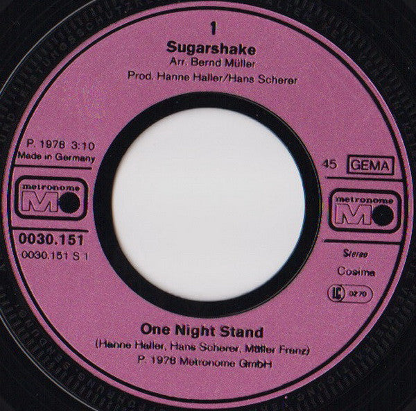 Sugarshake : One Night Stand (7", Single)