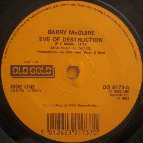 Barry McGuire / Three Dog Night : Eve Of Destruction / Mama Told Me Not To Come (7", RE)