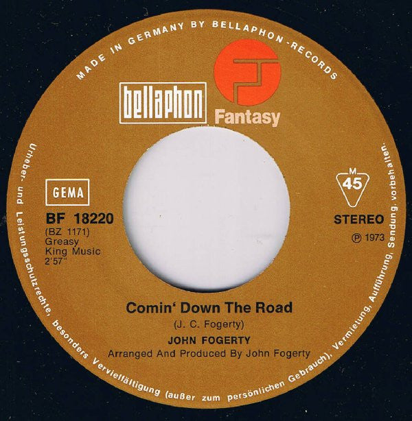 John Fogerty : Comin' Down The Road (7", Single)