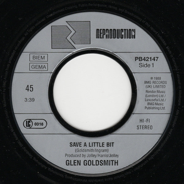 Glen Goldsmith : Save A Little Bit (7")