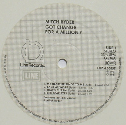 Mitch Ryder : Got Change For A Million? (LP, Album, RE, Whi)