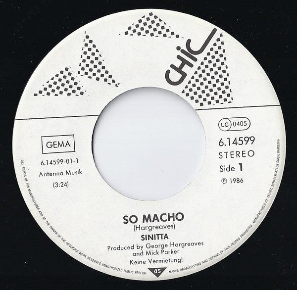 Sinitta : So Macho! (7", Single)