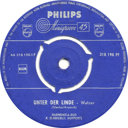 Harmonica Duo K. Schriebl / J. Hupperts : Unter Der Linde (7", Single)