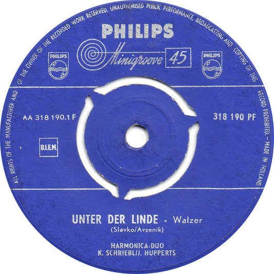 Harmonica Duo K. Schriebl / J. Hupperts : Unter Der Linde (7", Single)