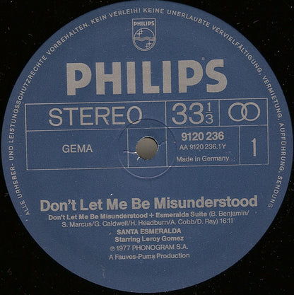 Santa Esmeralda Starring Leroy Gomez : Don't Let Me Be Misunderstood (LP, Album, Pap)