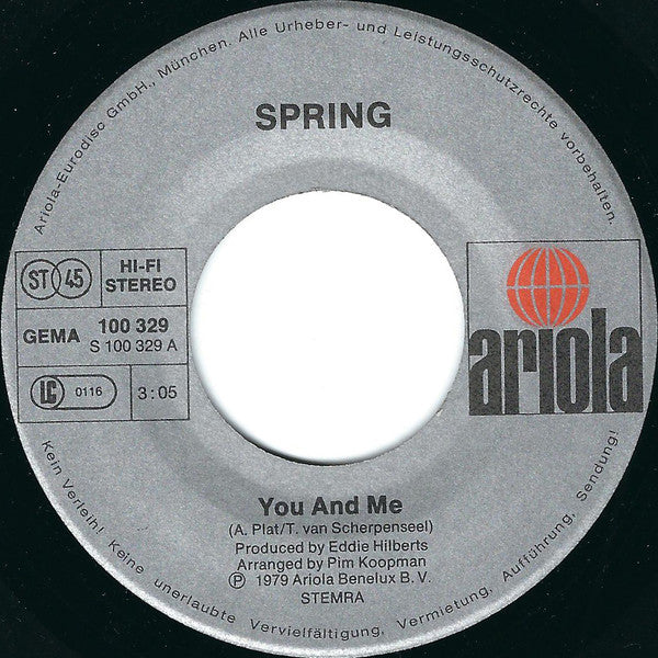 Spryng : You And Me (7", Single)