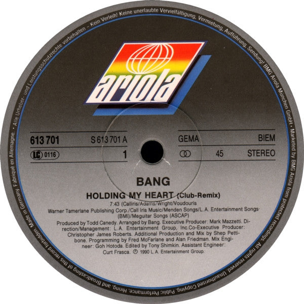 Bang (2) : Holding My Heart (Club Remix) (12", Maxi)