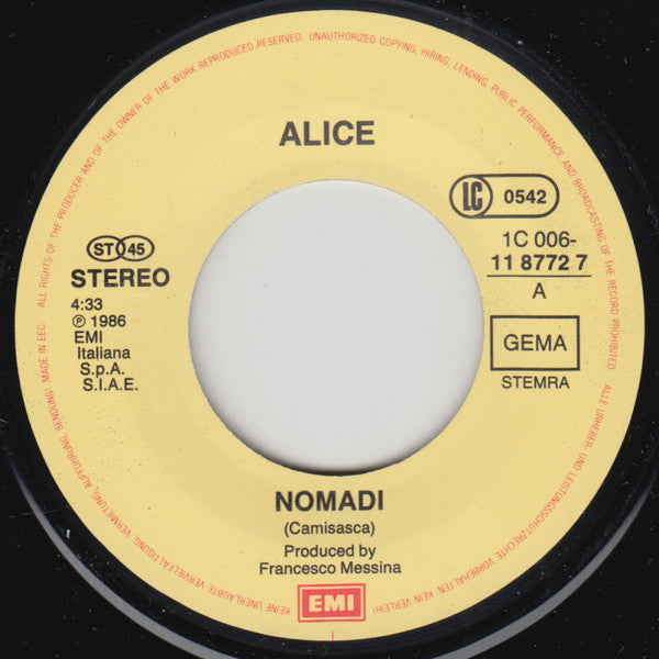 Alice (4) : Nomadi (7", Single)