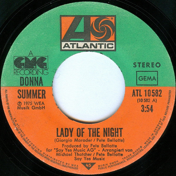 Donna Summer : Lady Of The Night (7", Single)