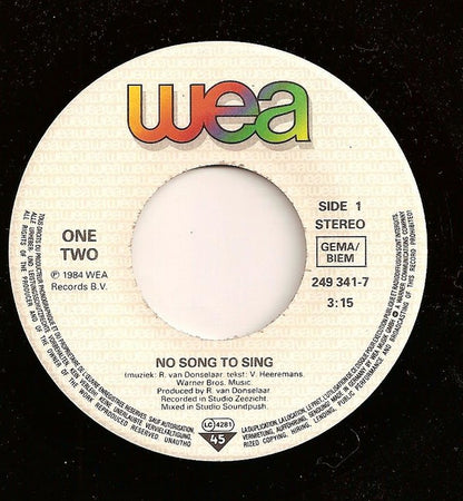 One Two (3) : No Song To Sing (7", Single)