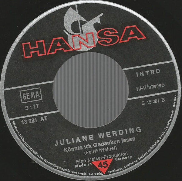 Juliane Werding : Morgens Fremde - Mittags Freunde  (7", Single)