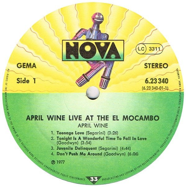 April Wine : Live At The El Mocambo (LP, Album)