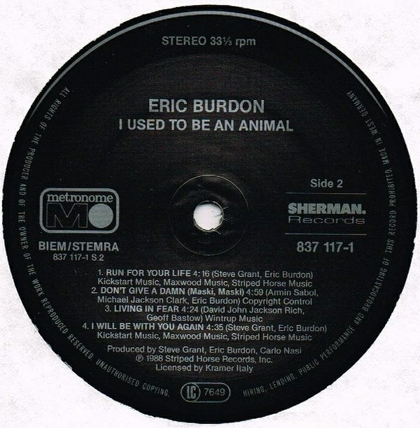 Eric Burdon : I Used To Be An Animal (LP, Album)