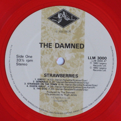 The Damned : Strawberries (LP, Album, RE, Red)