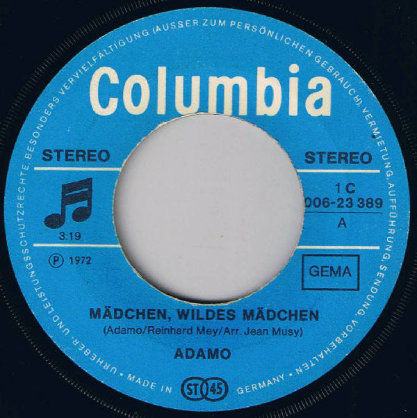 Adamo : Mädchen, Wildes Mädchen (7", Single)