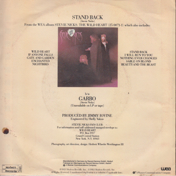 Stevie Nicks : Stand Back (7", Single)