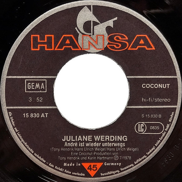 Juliane Werding : Postfach Auf Der Grünen Wiese (7", Single)