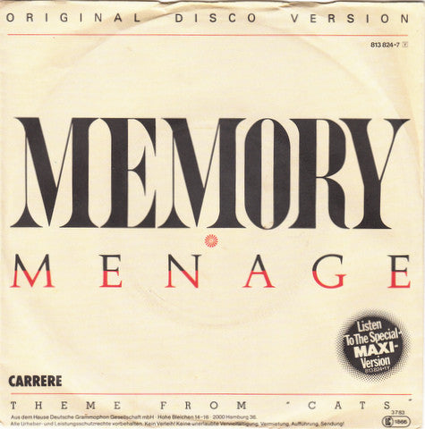 Menage (2) : Memory (7", Single)