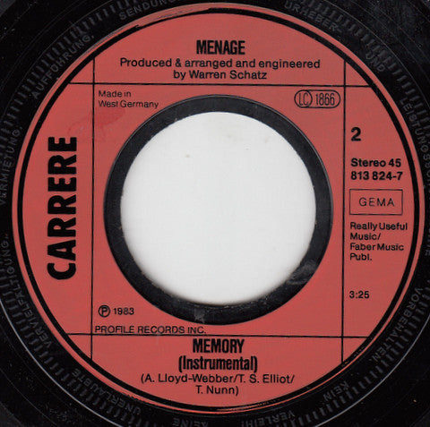 Menage (2) : Memory (7", Single)