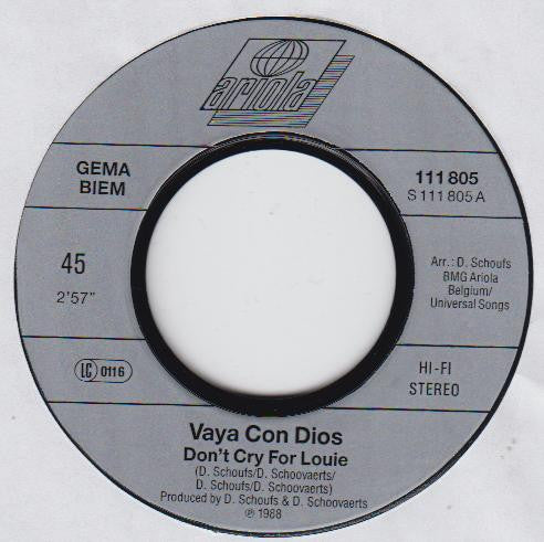 Vaya Con Dios : Don't Cry For Louie (7", Single)