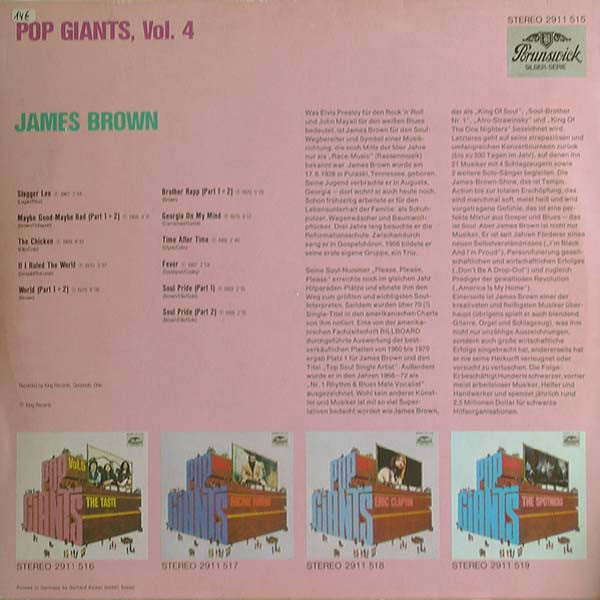 James Brown : Pop Giants, Vol. 4 (LP, Comp)